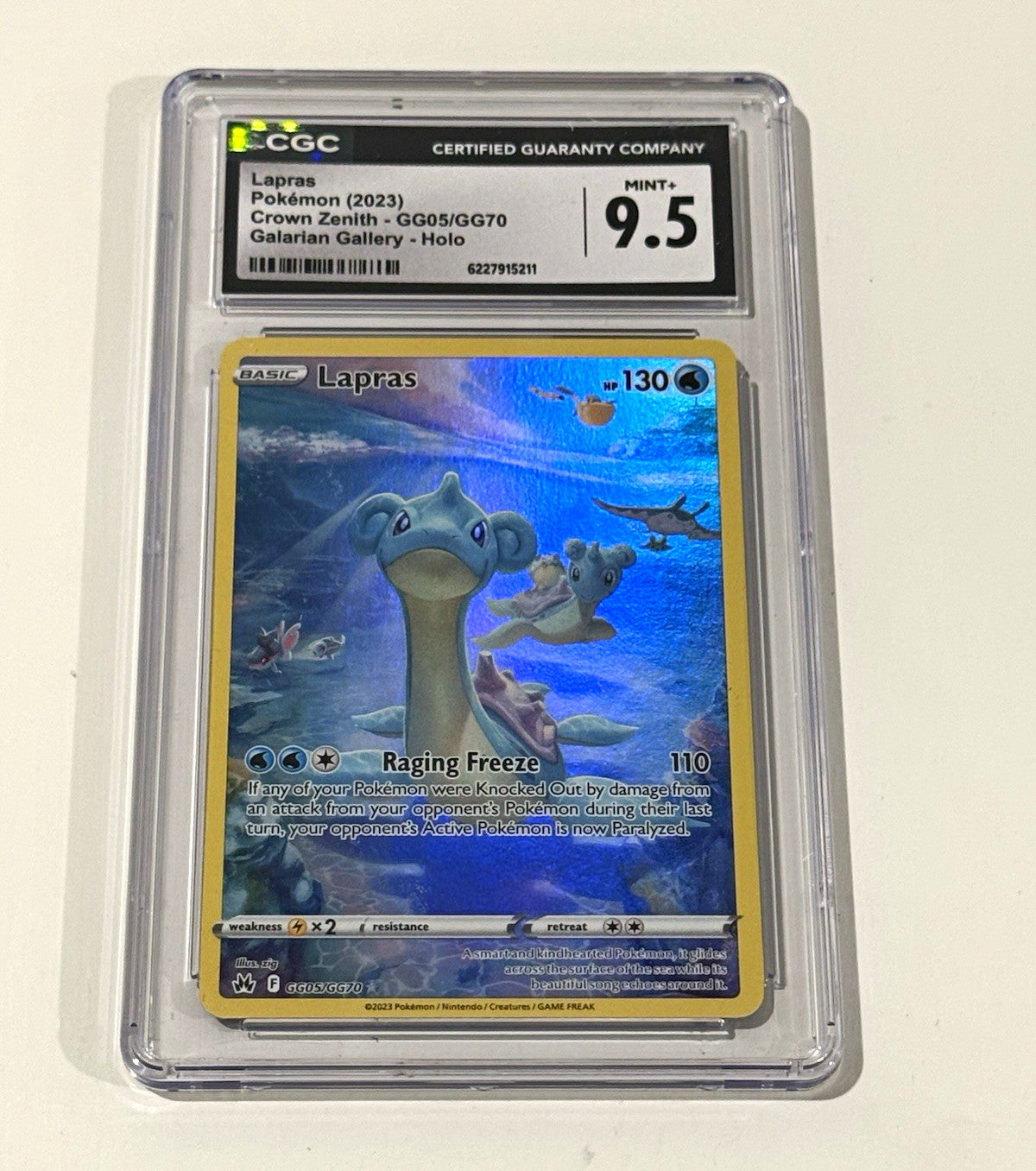 Lapras Crown Zenith Galarian Gallery Holo EN 2023 CGC 9.5 GG05/GG70